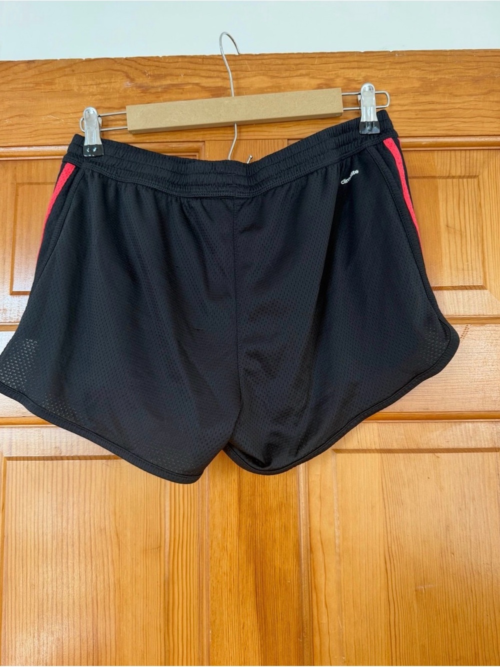 adidas Black Athletic Shorts with Pink Side Stripes - Picture 2 of 4